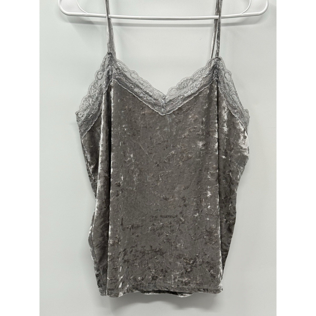 Hippie Rose Velvet Lace Cami Tank XL NWT Silver Gray Crushed Velvet Y2K Goth