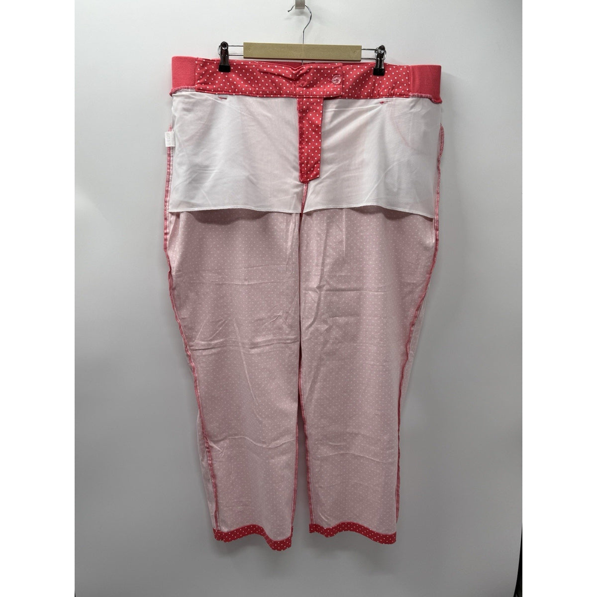 Woman Within 28W Pink Polka Dot Stretch Pants Natural Fit Tummy Control NWOT