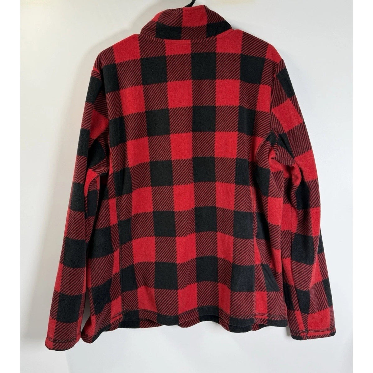 Lands End Women's L Buffalo Plaid Fleece 1/4 Zip Pullover Red Black NWT Flawed