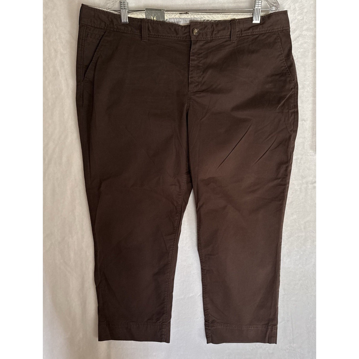 Old Navy Women Perfect Khaki Capris Pants Chocolate Brown Size 16 Casual