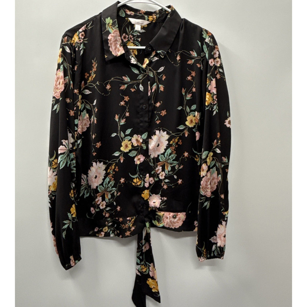 Lauren Conrad Women's Banded Knot Tie Hem Shirt Women’s Size L Boho