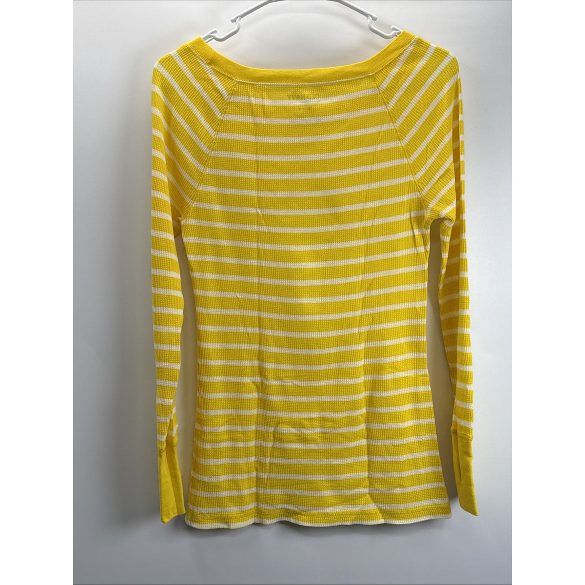 Old Navy Top Blouse T-shirt Size Medium Long Sleeve Striped Yellow White