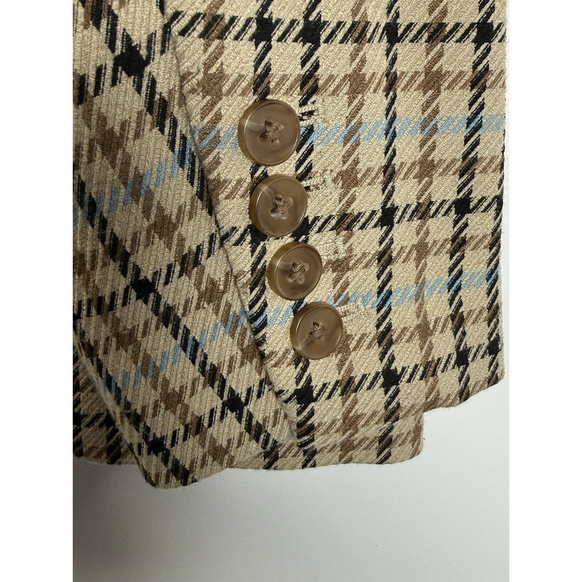 a.n.a Plaid Blazer Jacket XL Brown Blue Stretch Classic Preppy Academia