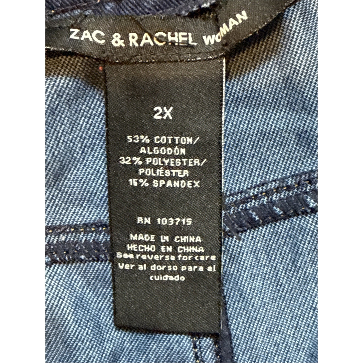Zac & Rachel Women 2X Pull On Stretch Denim Jeans Dark Wash Plus Size