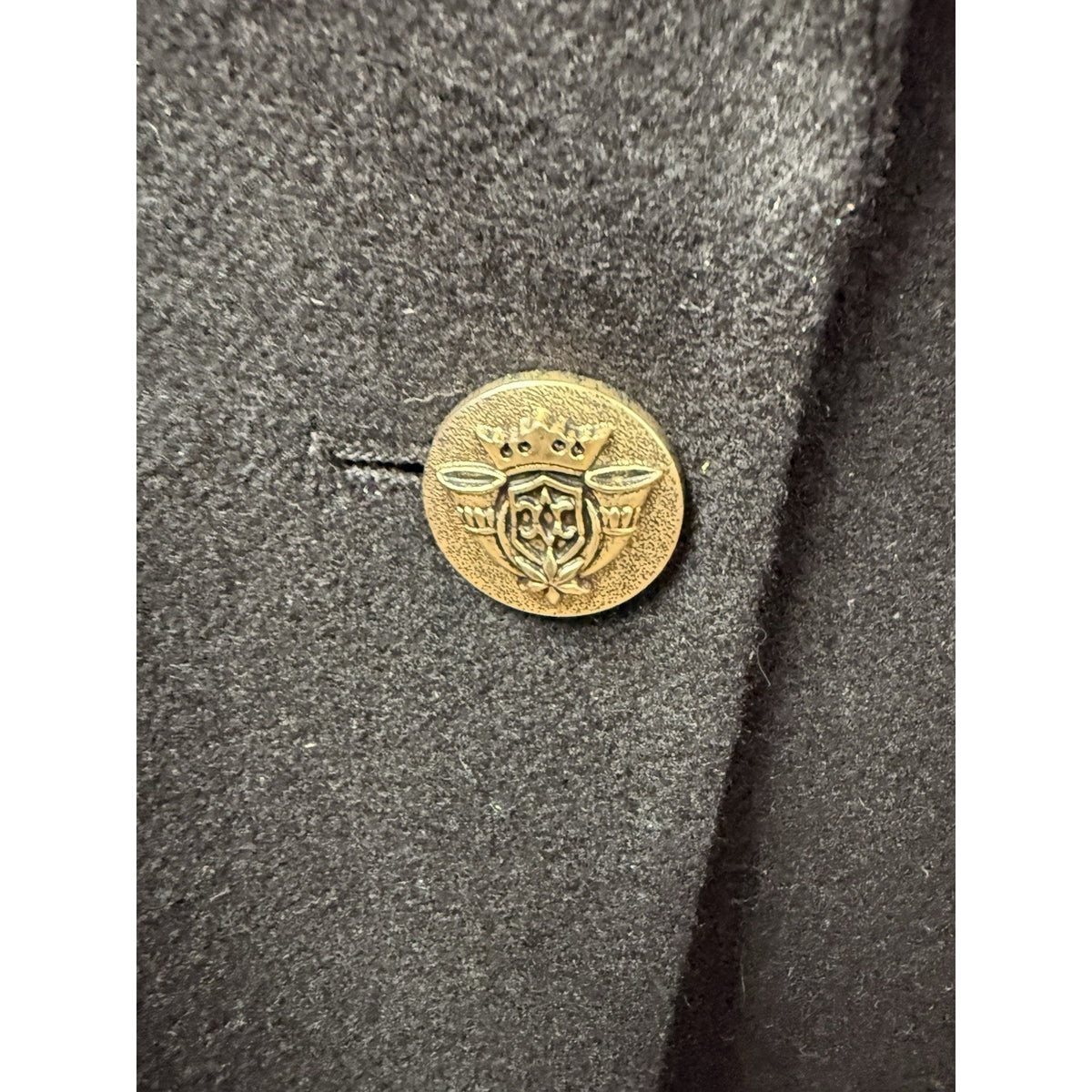Sag Harbor Petite Blazer Womens 14 Black Wool Blend Gold Crest Button Classic