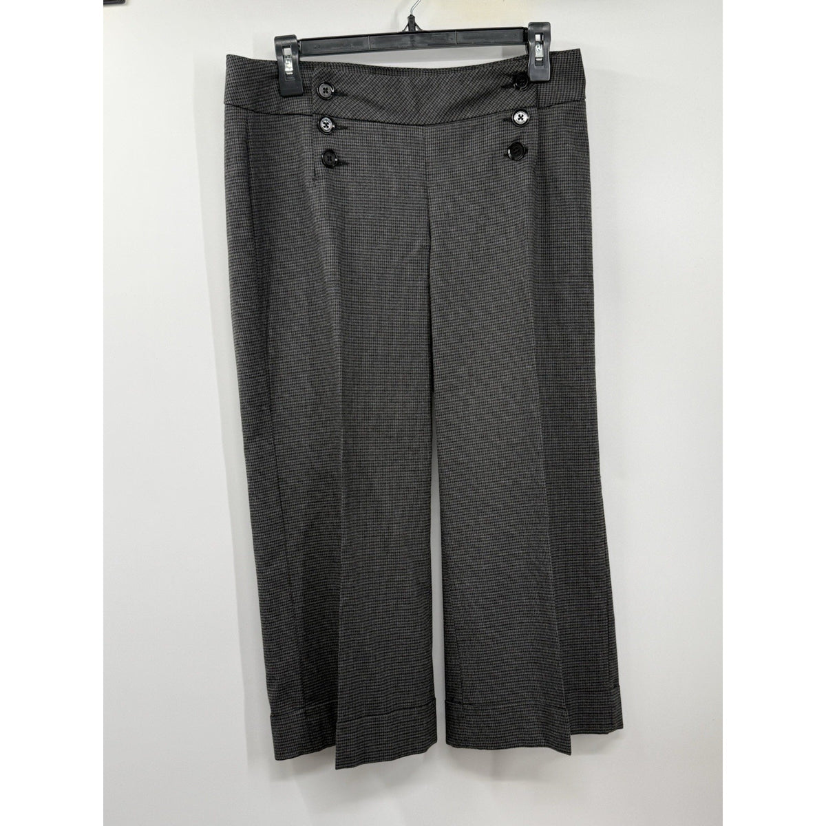 Express Design Studio Pants Women 6 Gray Check Cropped Wide Leg