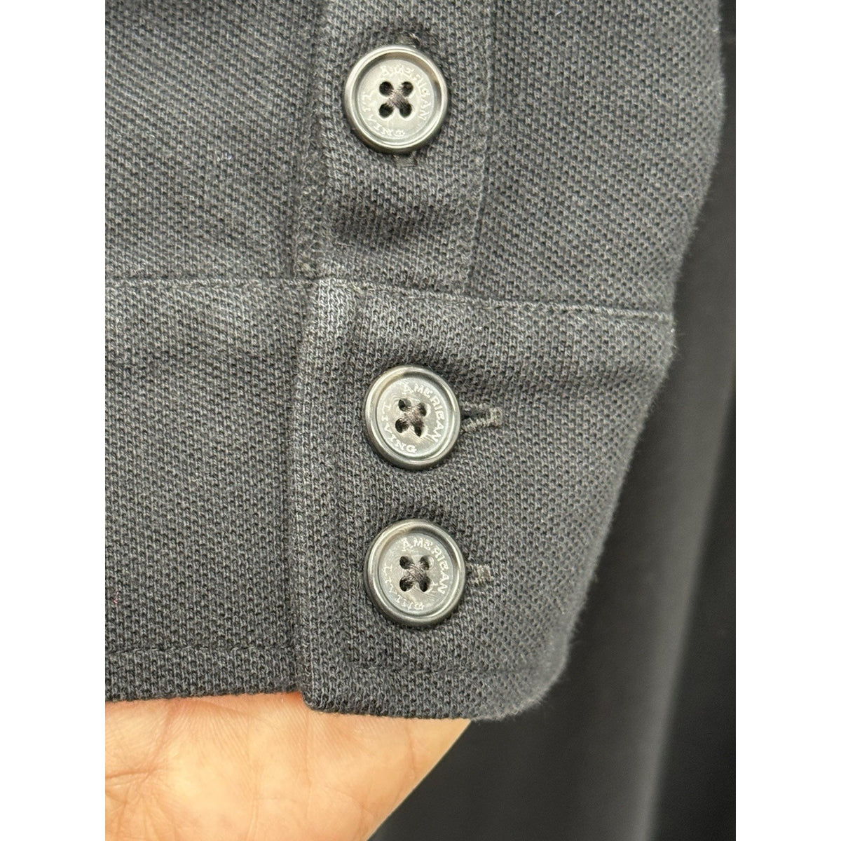 American Living Black Shirt Dress Belted Button Front Roll Tab Sleeve Medium