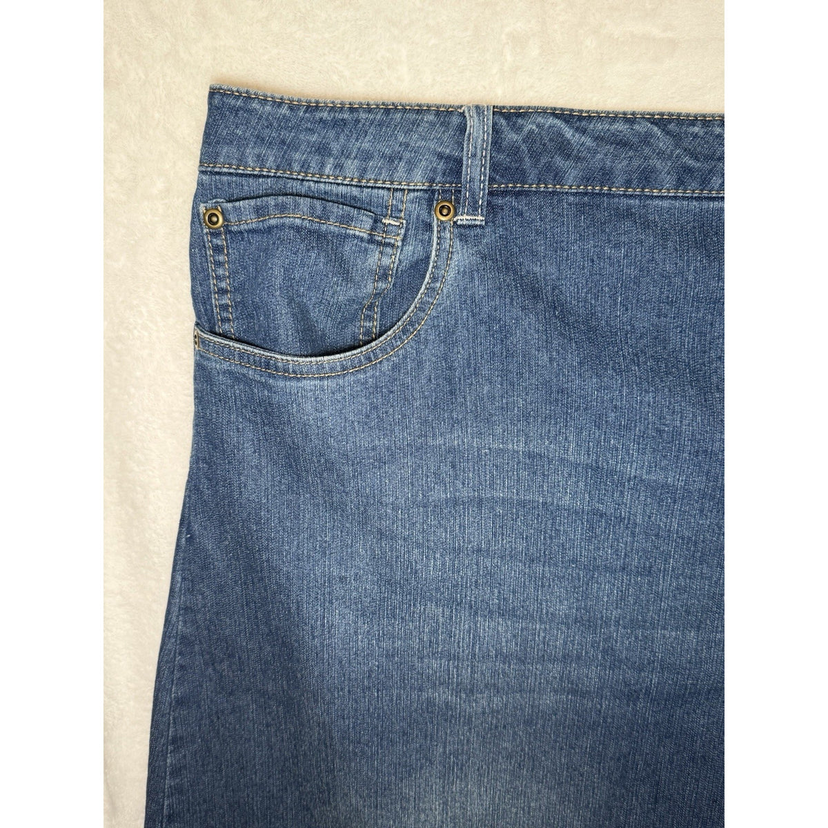 Jessica London Women Blue Jean Denim Skirt Size 28 Zip Button Front Cotton Blend
