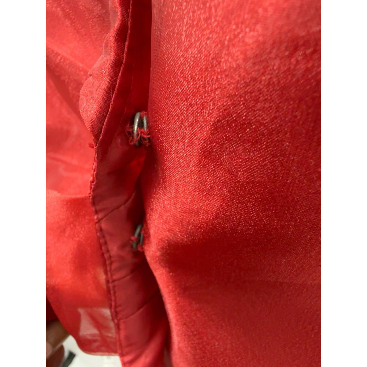 Serene Women Size 6 Red Sheer Organza Wrap Blouse Jacket Jeweled Formal Y2K