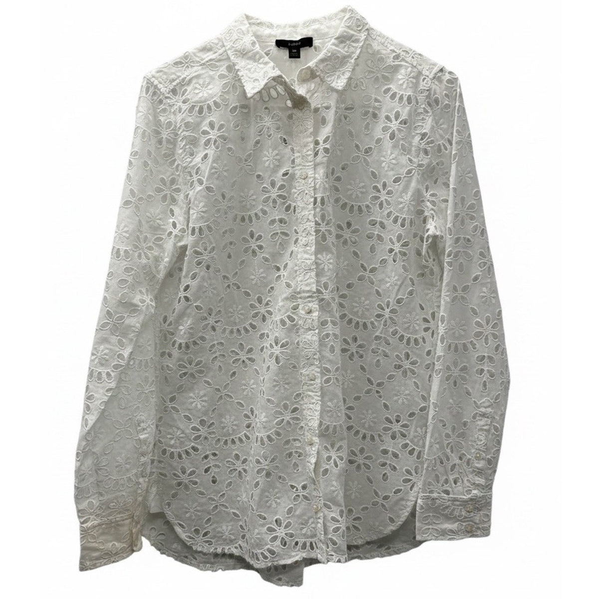 J.Crew Eyelet Lace Button Front Blouse Womens 10 White NWT Floral Long Sleeve