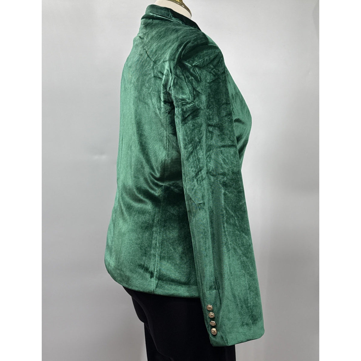 Green Velvet Blazer Womens XL 18 Single Button Gold Buttons Jacket Holiday