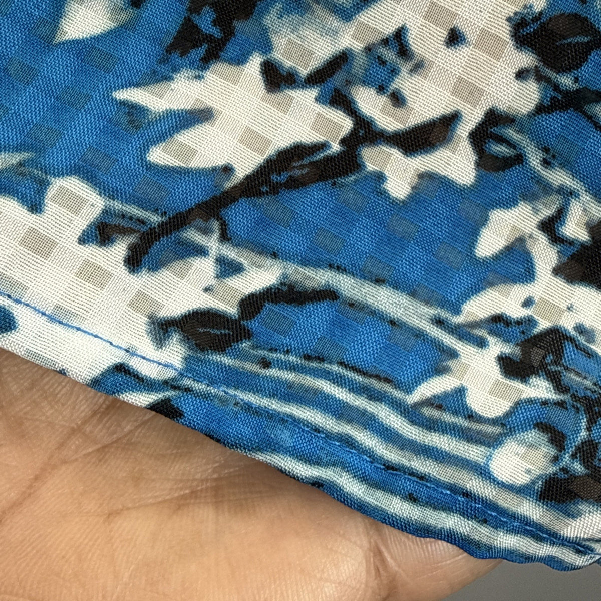 NY Collection Woman Blue Black Floral Blouse Top 3X Roller Tab Sleeve