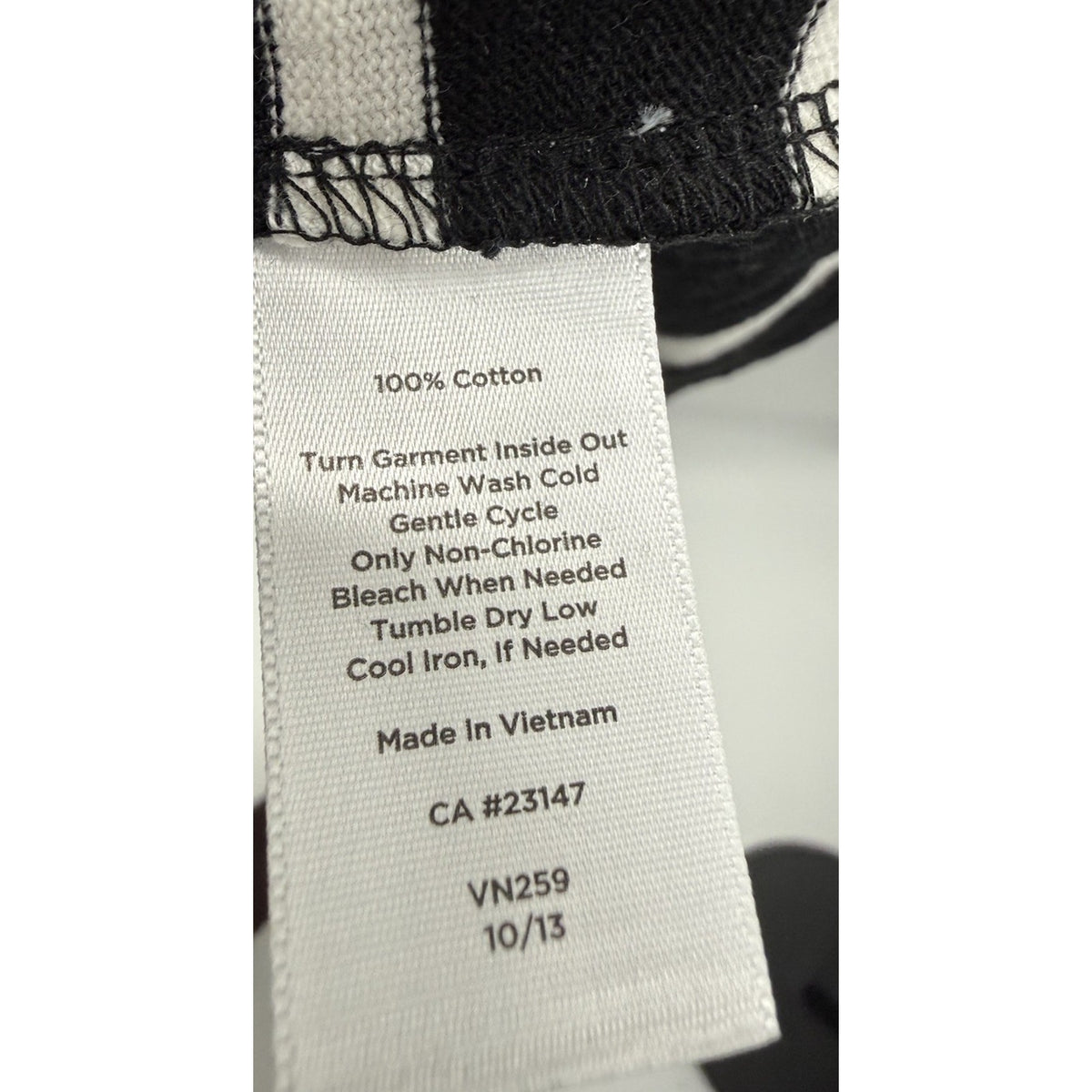 Talbots Petites MP Black White Striped Cotton Knit Dress 3/4 Sleeve Midi