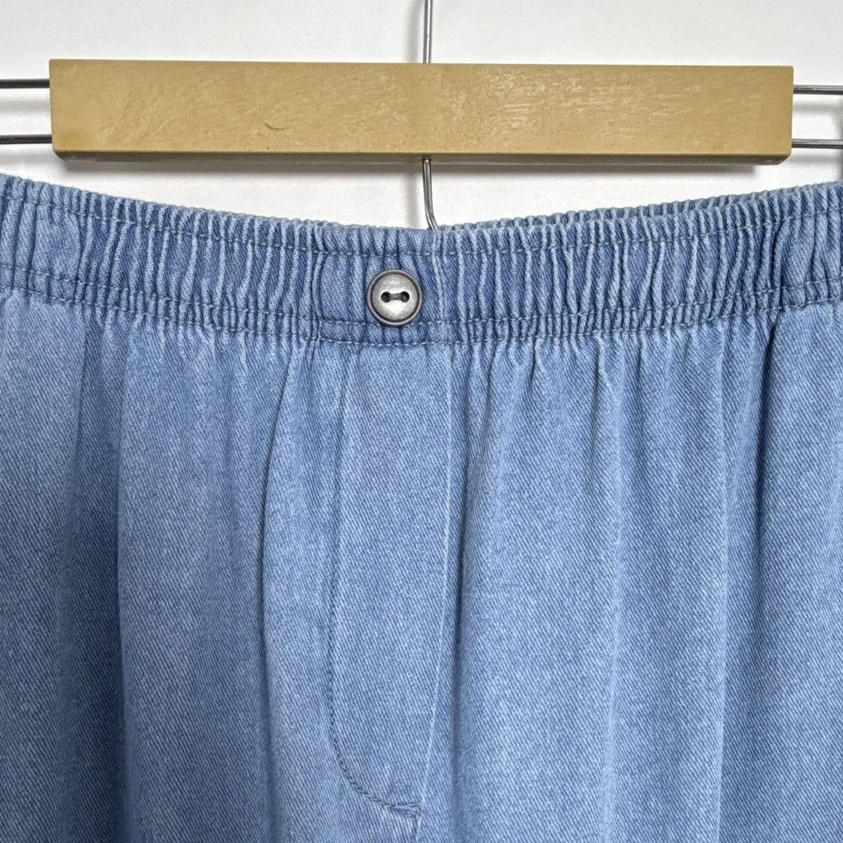 Woman Within Womens 20W Blue Cotton Denim Pull On Pants Elastic Waist 29 Inseam