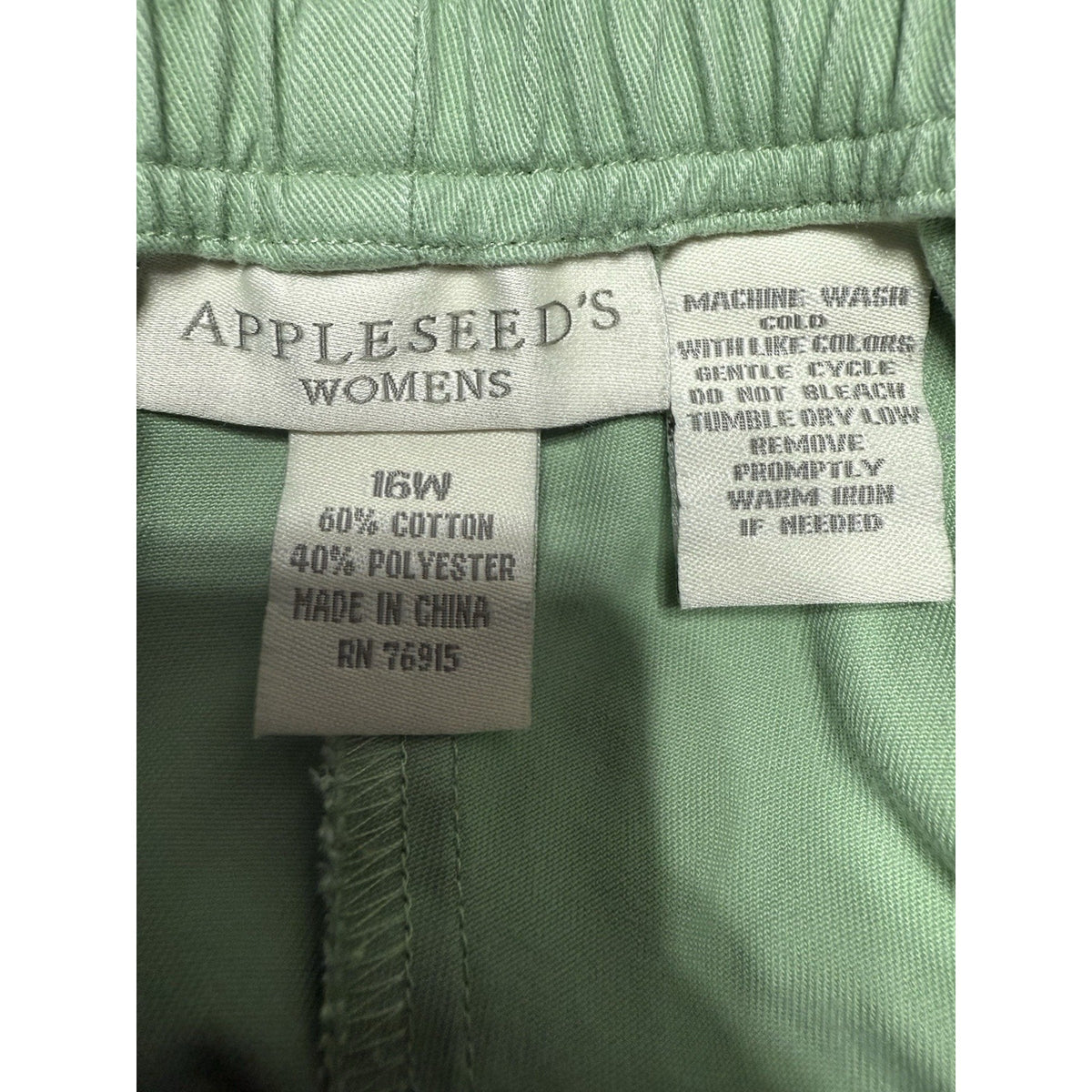 Appleseeds Women’s pants green size 16 W elastic waist pull on Pocket Casual