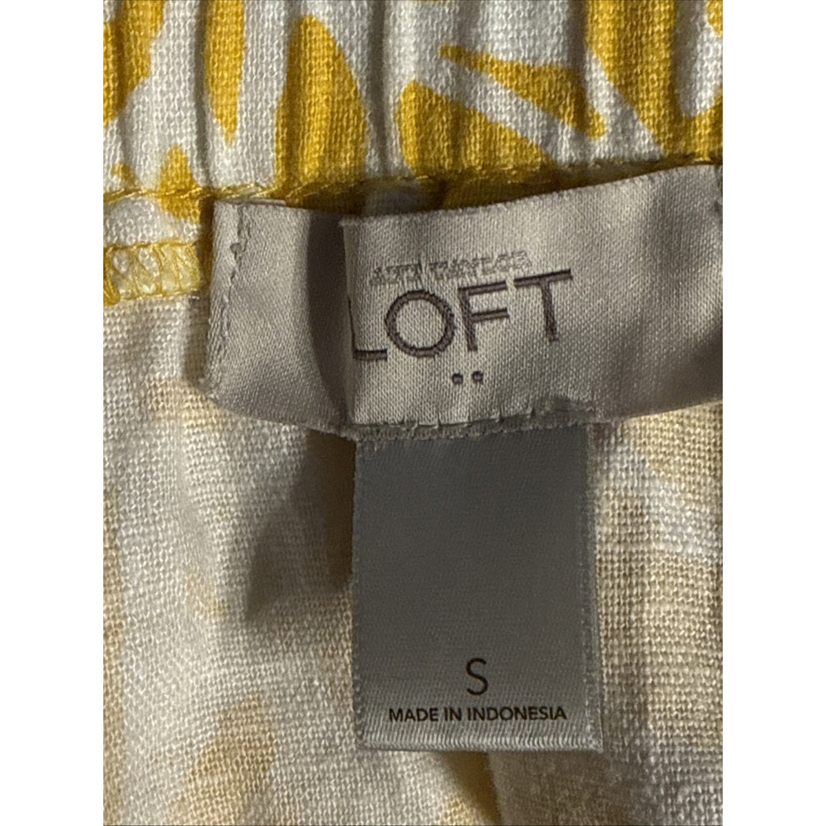 Loft Skirt Women's Small Palm Floral Yellow White Linen Blend Vacation Pockets
