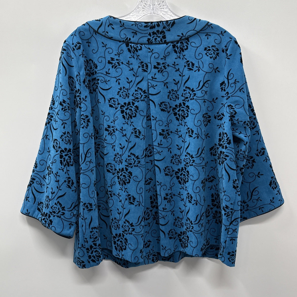 Elementz Women's Velvet Button Down Blazer Jacket LARGE Blue/Black