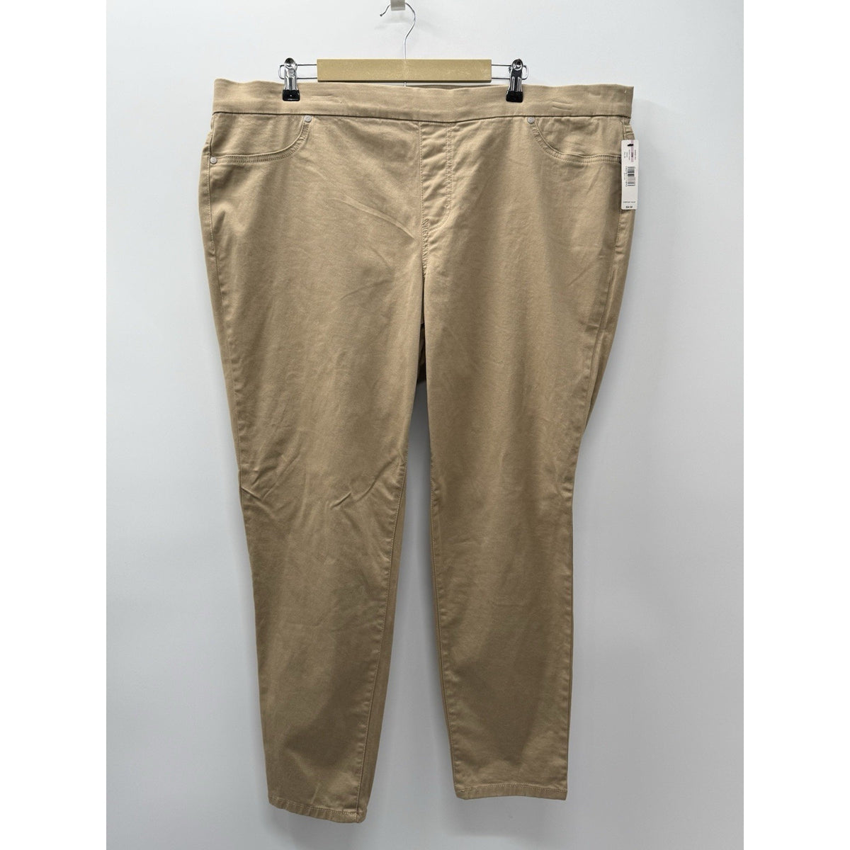 New Directions Curvy 22W Pull On Skinny Pants Khaki Tan Stretch Plus Size NWT