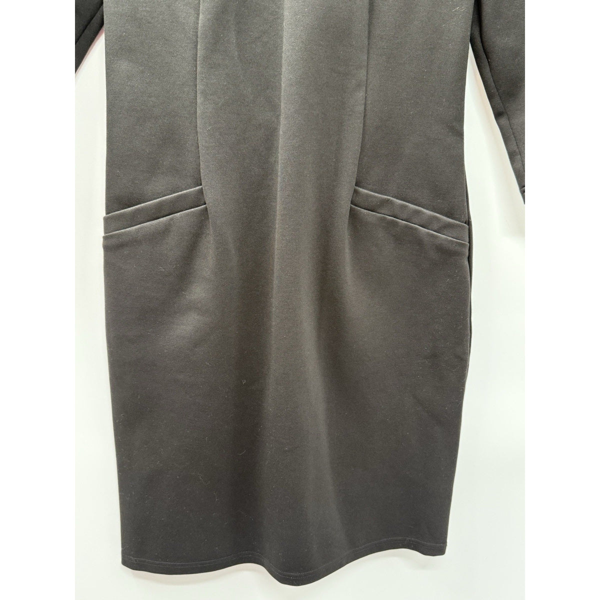 Edwards Black Sheath Dress Size 8 Career Office Stretch 3/4 Sleeve Pockets