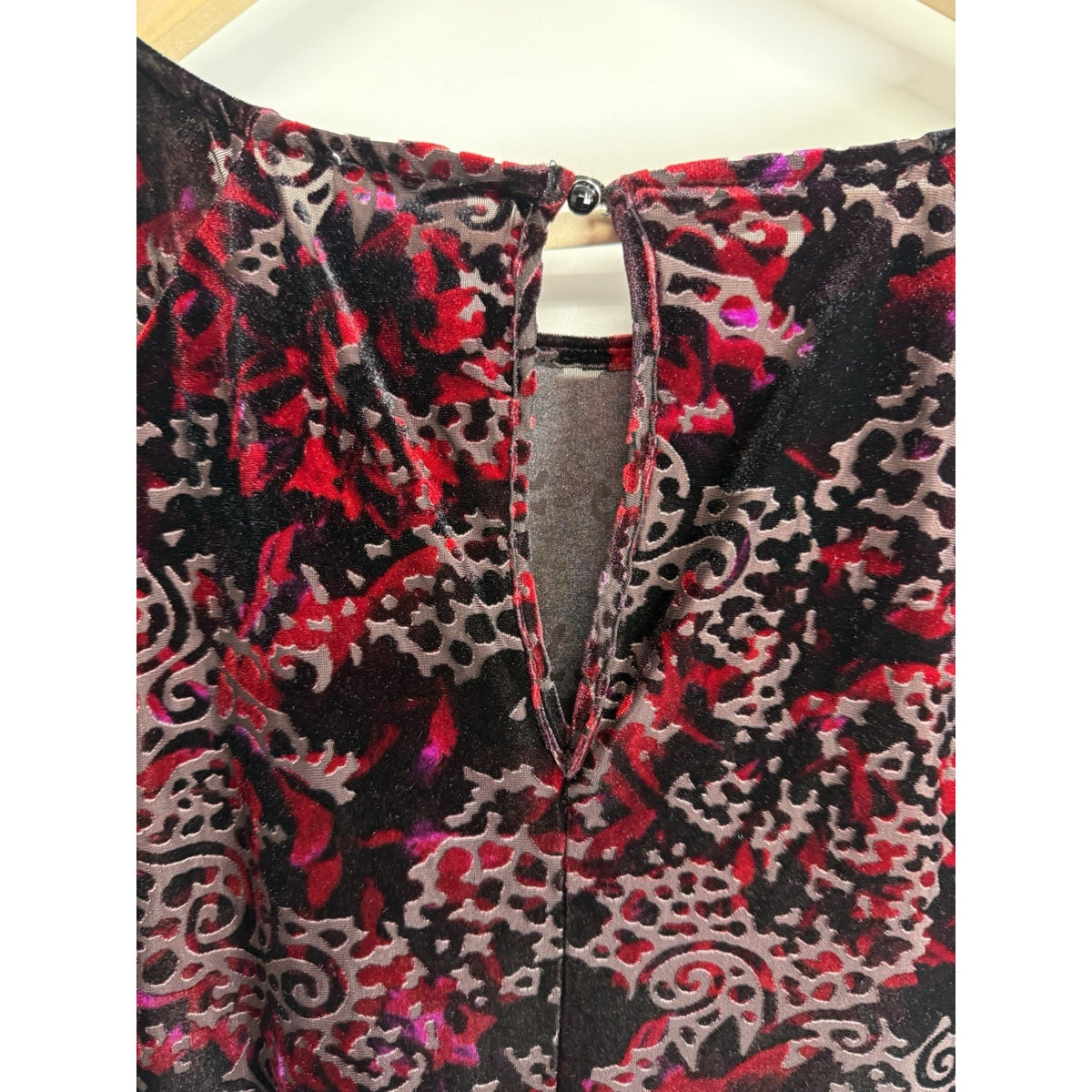 Cupio Burnout Velvet Top M Whimsigoth Gothic Romantic Red Black Floral
