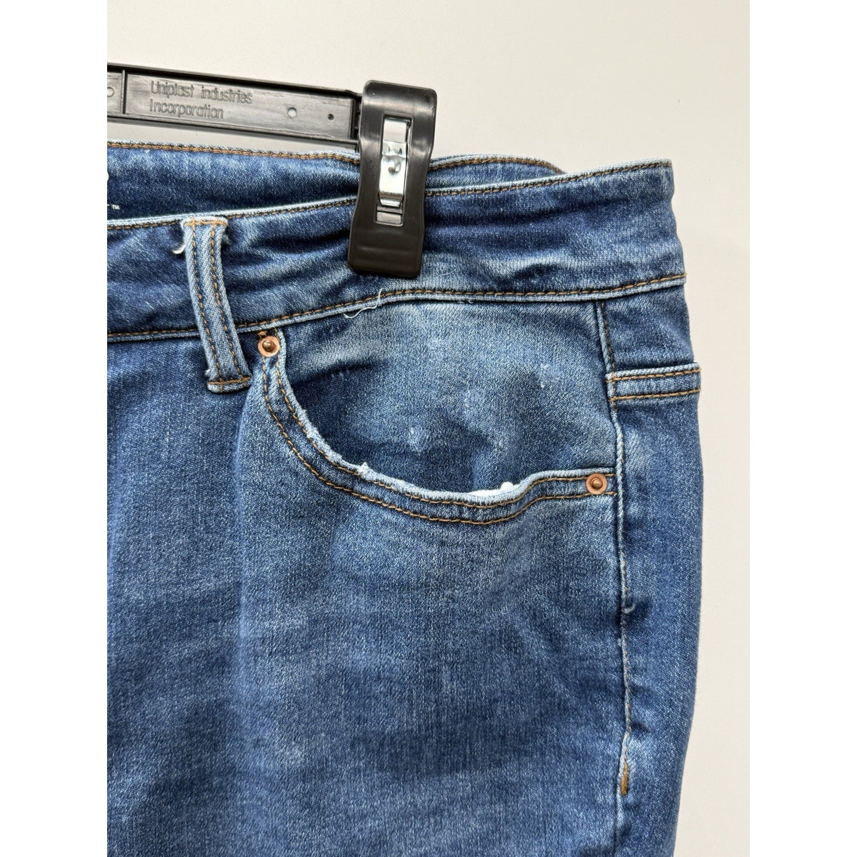 Terra & Sky Womens Jeans 16W Skinny Ankle Distressed Stretch Raw Hem Blue