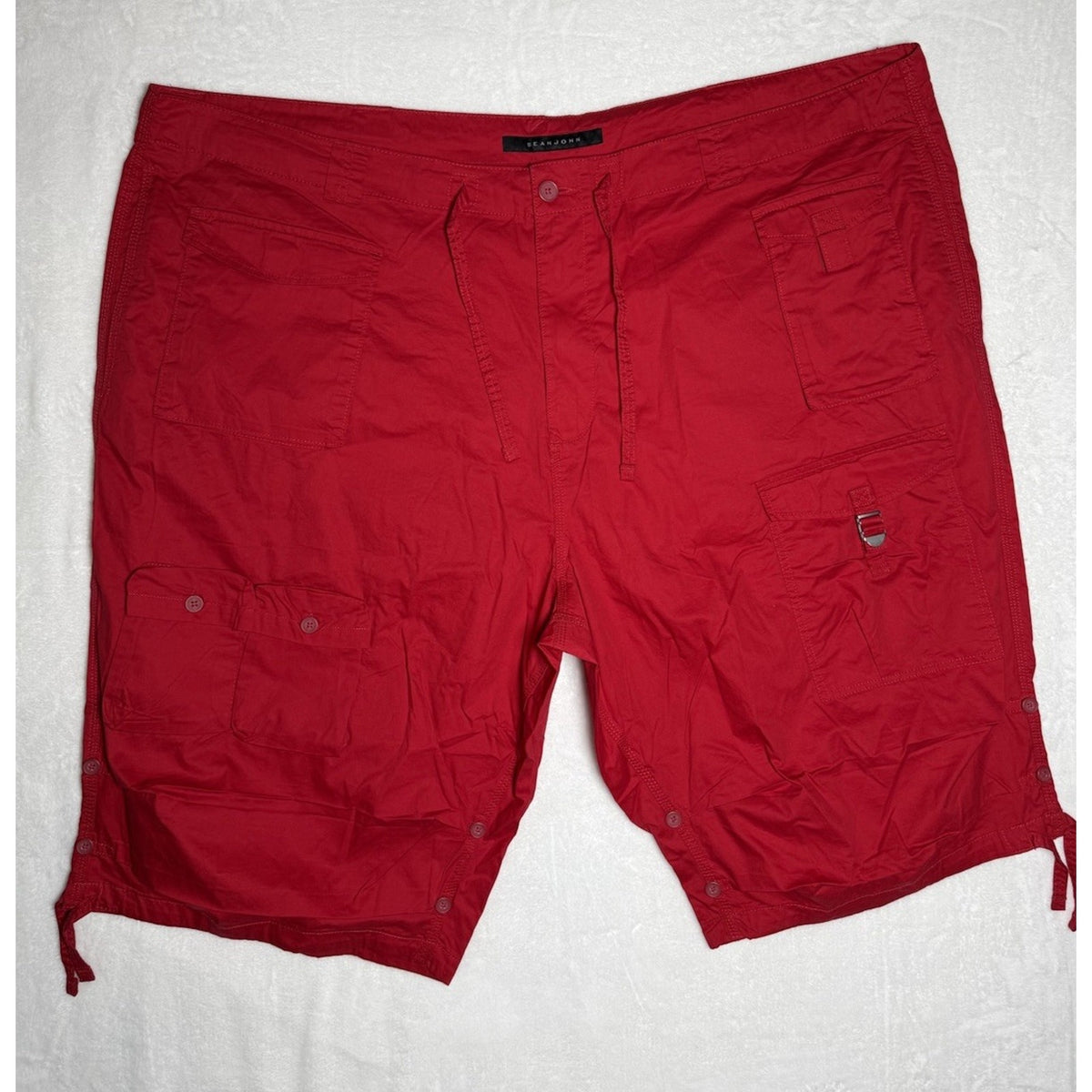 Sean John Cargo Shorts Mens 56B Red Utility Hiking Outdoor Cotton Drawstring
