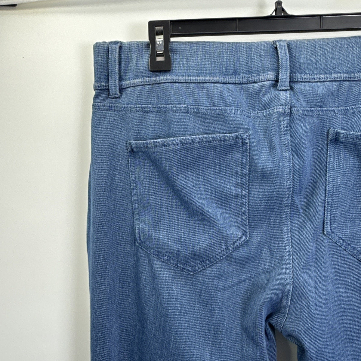 Lands End Women Cotton Pull On Pants XL/18 Blue High Rise Straight Leg