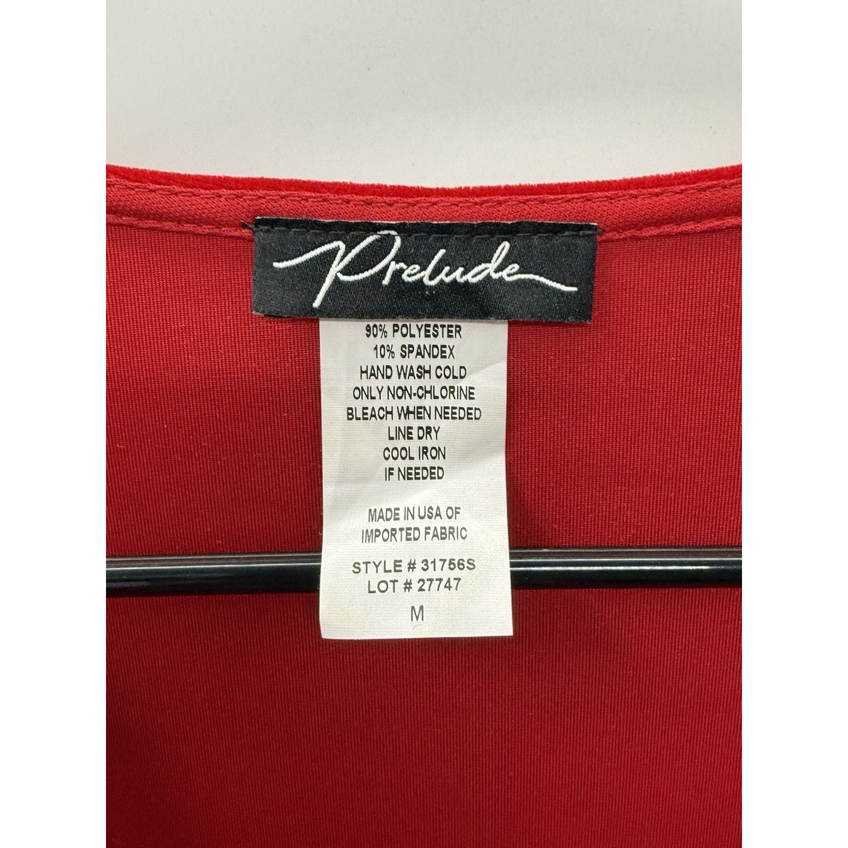 Prelude Red Velour Cowl Neck Top Womens M Long Sleeve Stretch Holiday Velvet