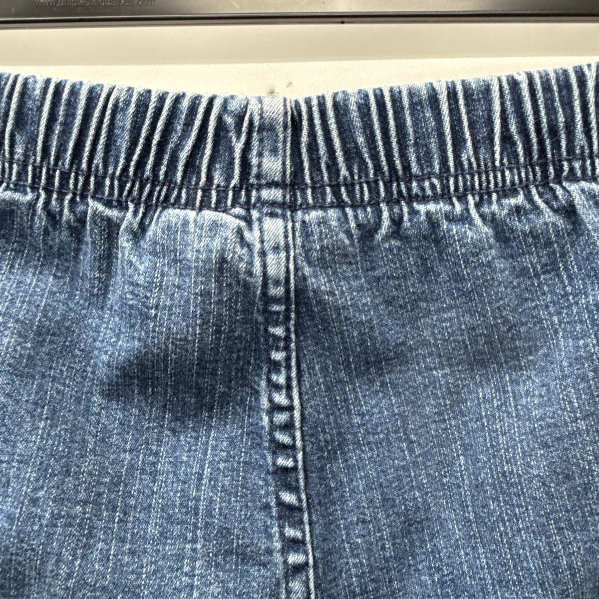 White Stag Pull On Denim Jeans Straight Leg Elastic Waist Womens Large Average