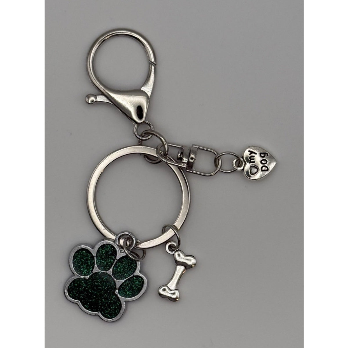 Emerald Meadow Paw Print Dog Keychain Purse Charm Dog Lover Gift Handmade