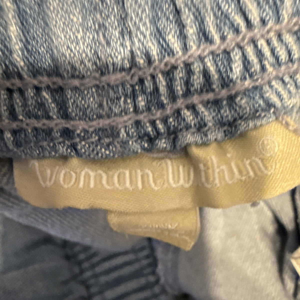 Woman Within Womens 20W Blue Cotton Denim Pull On Pants Elastic Waist 29 Inseam