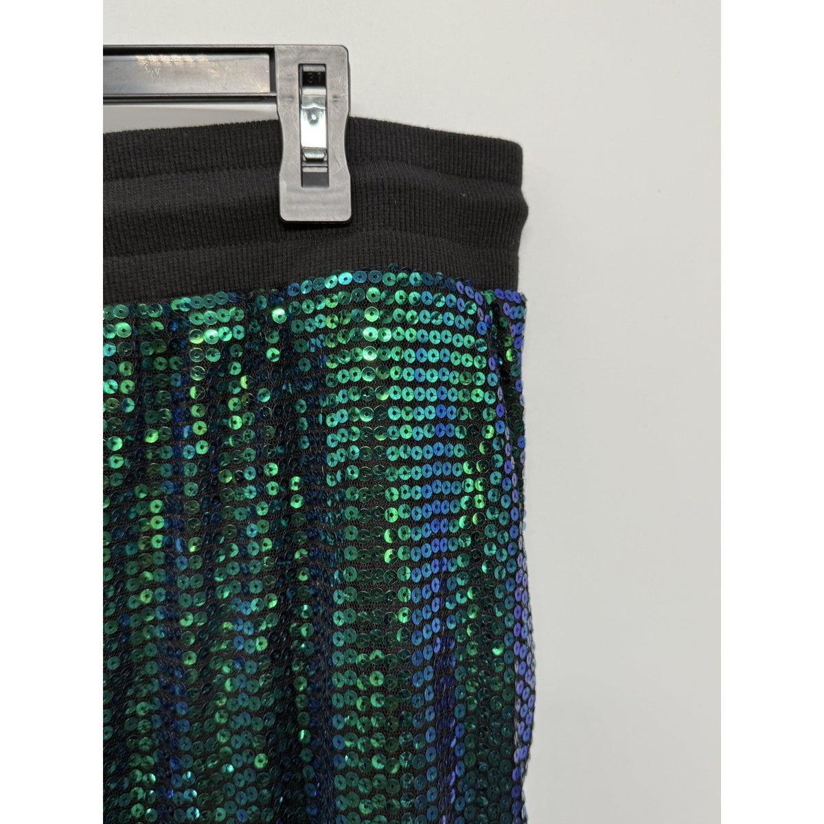 Ashley Stewart Sequin Jogger Pants Womens 18/20 Plus NWT Green Blue Sparkle