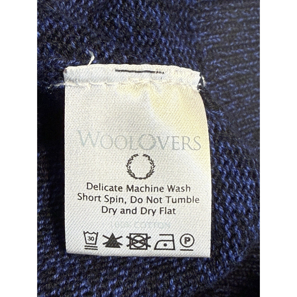 WoolOvers Men’s Blue Cotton Knit Crewneck Sweater Small Classic Pullover