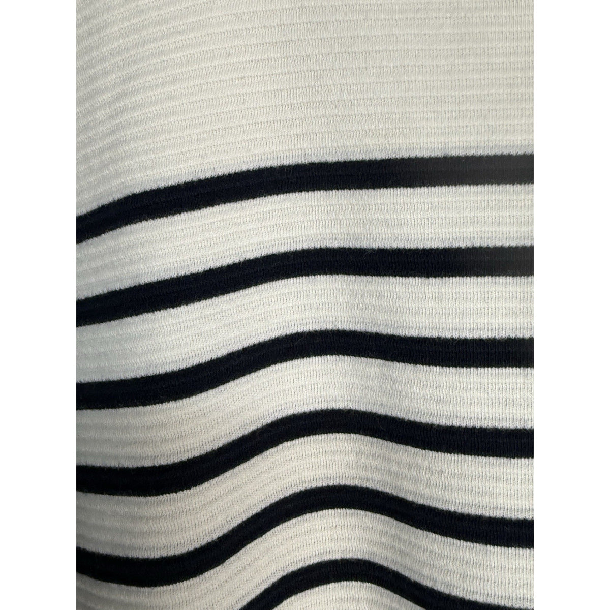J.Jill Wearever L Navy White Stripe 3/4 Sleeve Square Neck Top Cotton