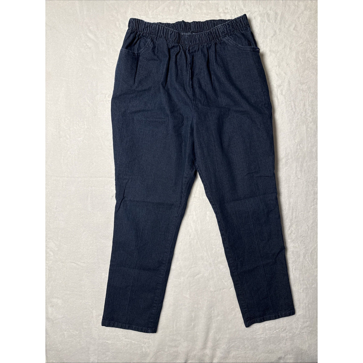Chic Jeans Women Sz 16 Petite Denim Elastic Waist Pull On Straight Leg Stretch