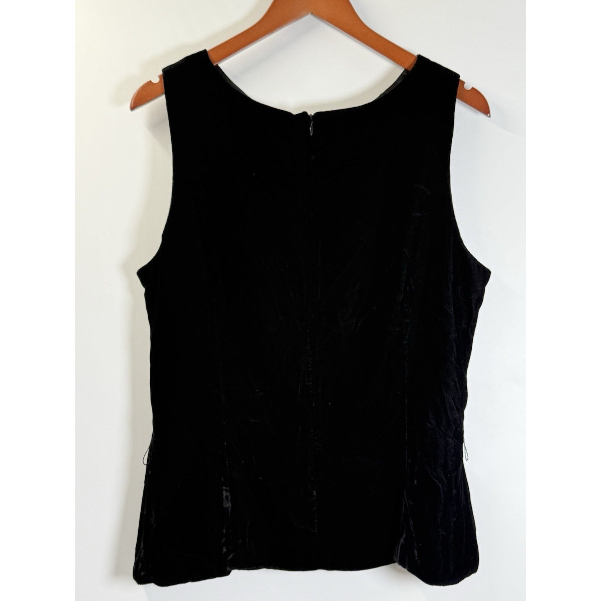 Talbots Black Velvet Sleeveless Top Sz 16 Rayon Velvet Minimalist Soft Grunge