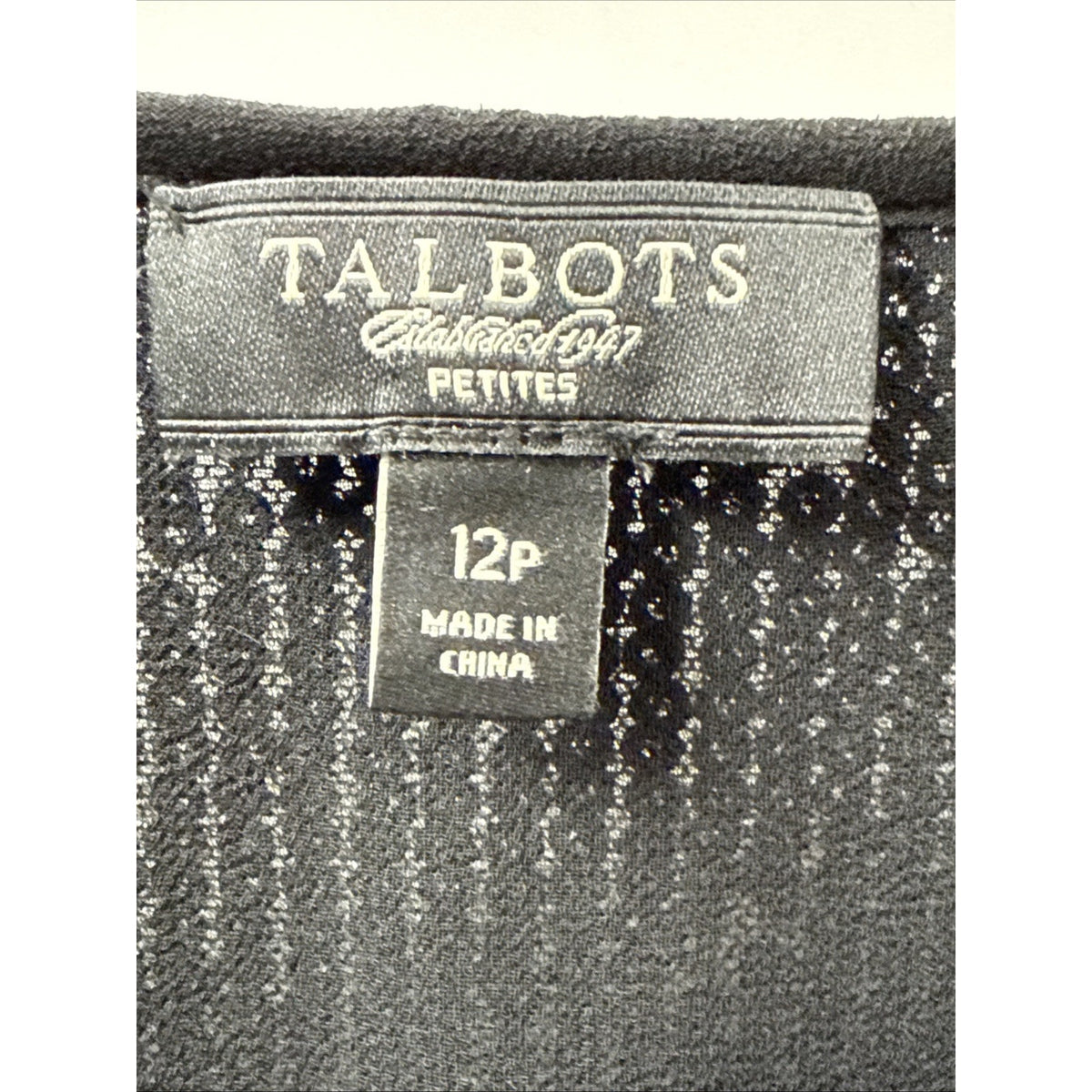 Talbots Petites Tank Top Womens Size 12P Black Sequined Spaghetti Strap Lined