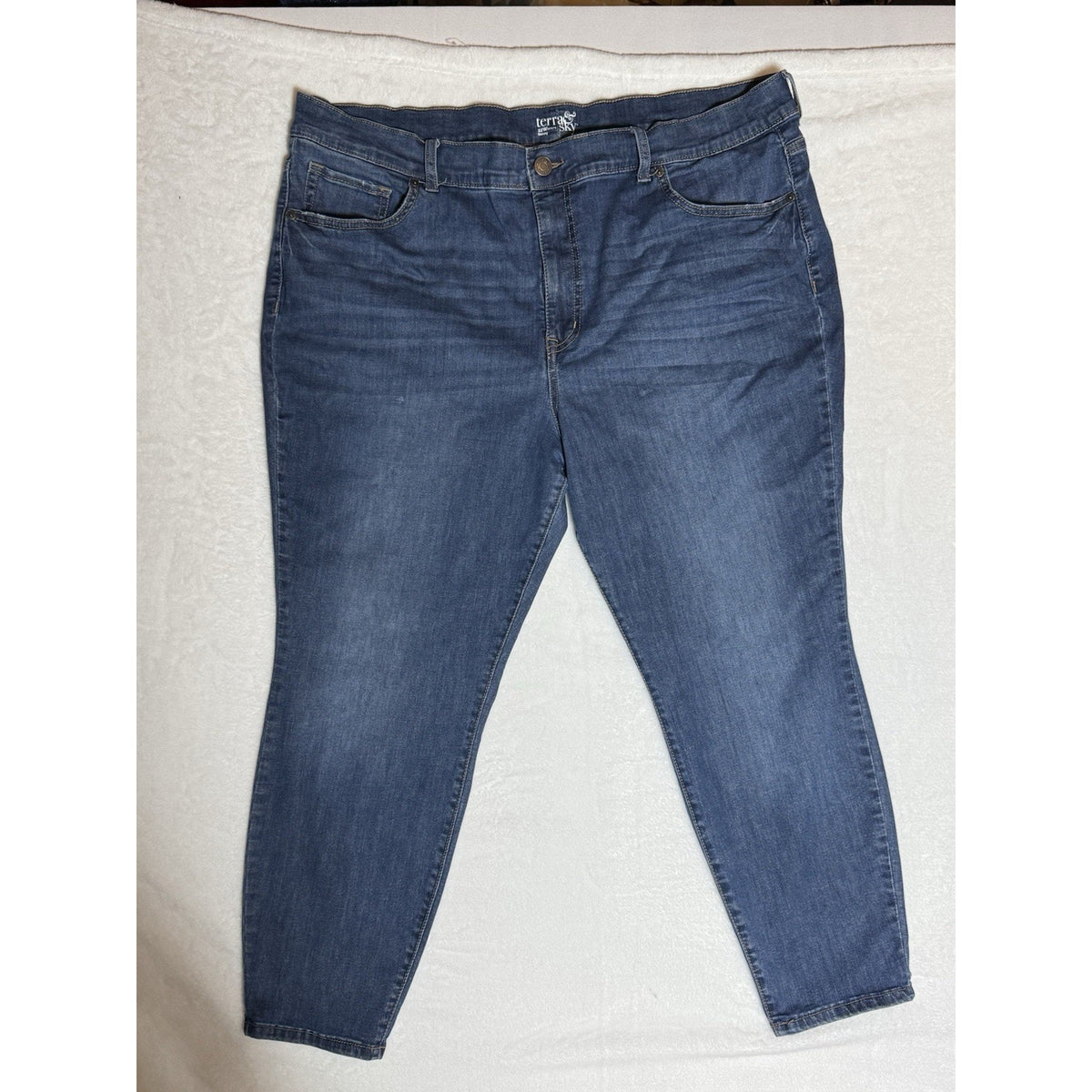 Terra & Sky Women 22W Petite Skinny Jeans Stretch Denim Medium Wash Plus Size