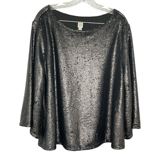 GAP SEQUIN BLACK Bell Sleeve Women’s TOP XXL NWT