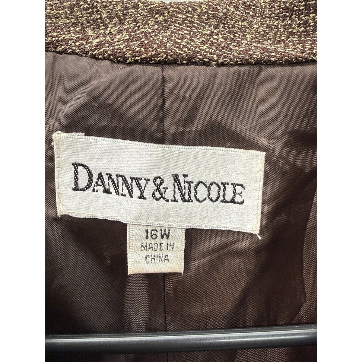 Danny & Nicole Blazer Women 16W Brown Tweed Pleated Plus Size Career Jacket