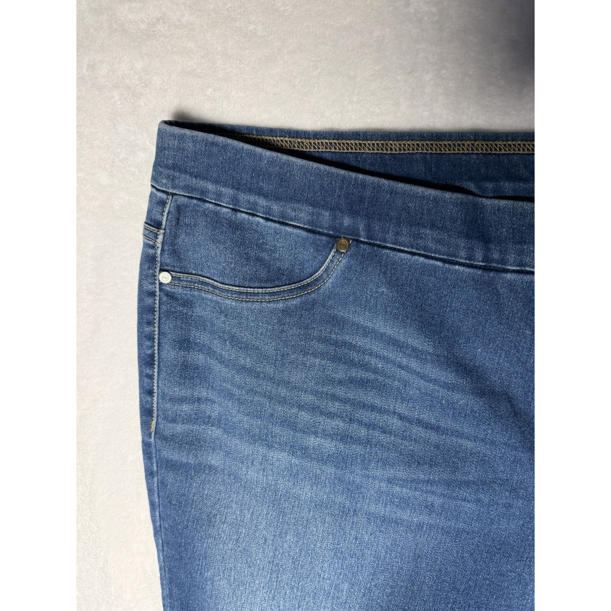New Directions Curvy Women Plus Size Pull On Skinny Stretch Denim Jeans Blue