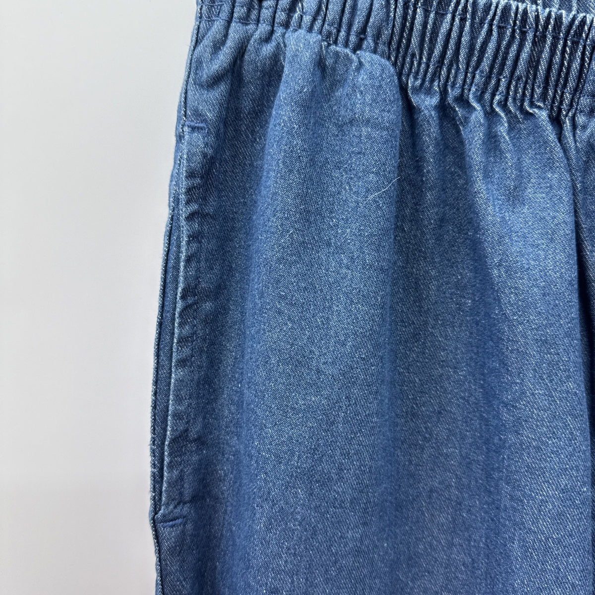 Woman Within Crop Pants Blue Jean Denim Elastic Waist Size 14W Pocket Comfort