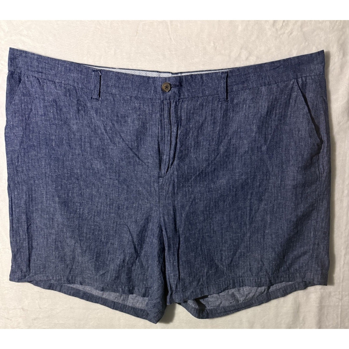 Old Navy 26 Plus Linen Blend Chambray Shorts Blue Casual Women’s 26W Pockets