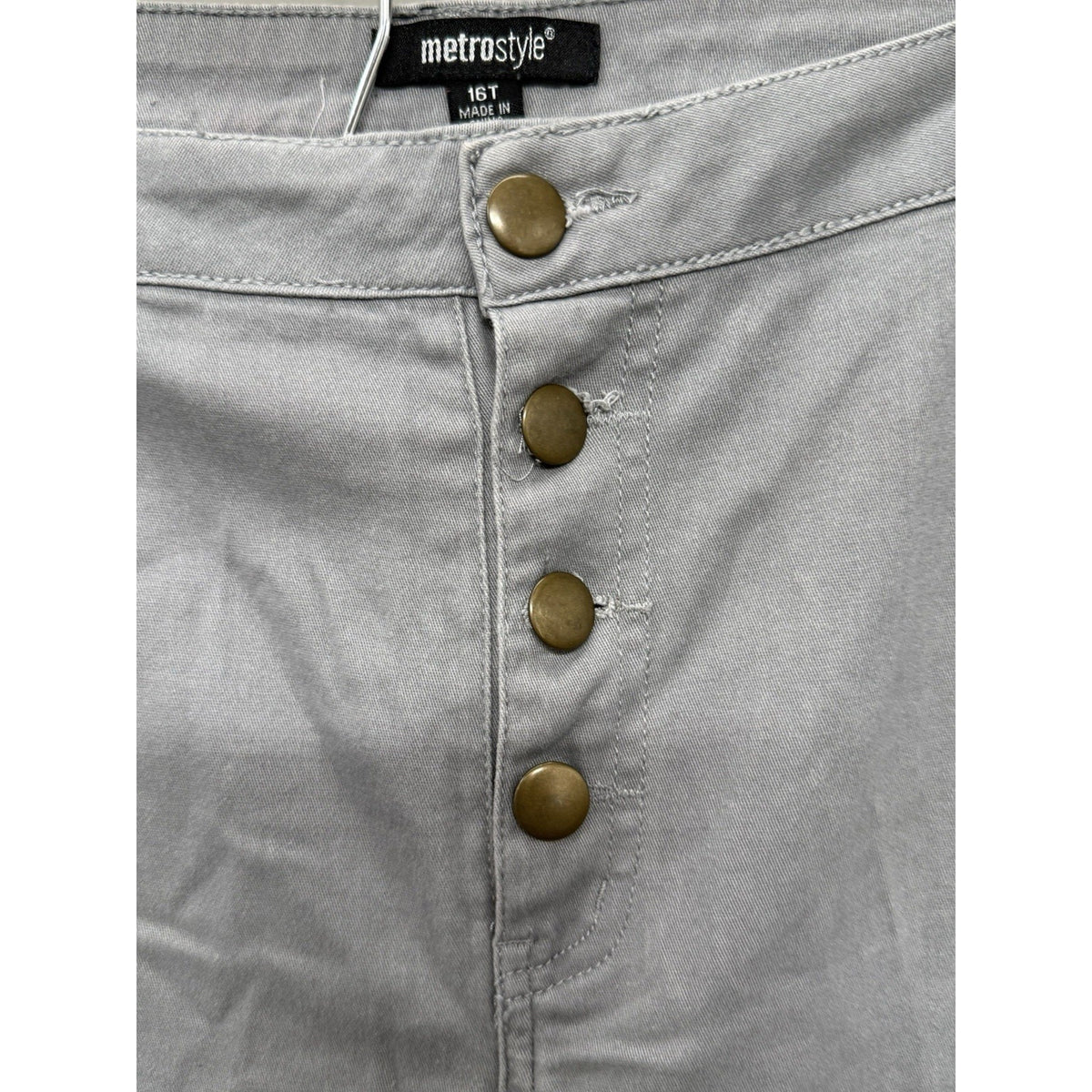 Metrostyle Pants Womens 16T Tall Gray Wide Leg Button Fly Stretch Cotton