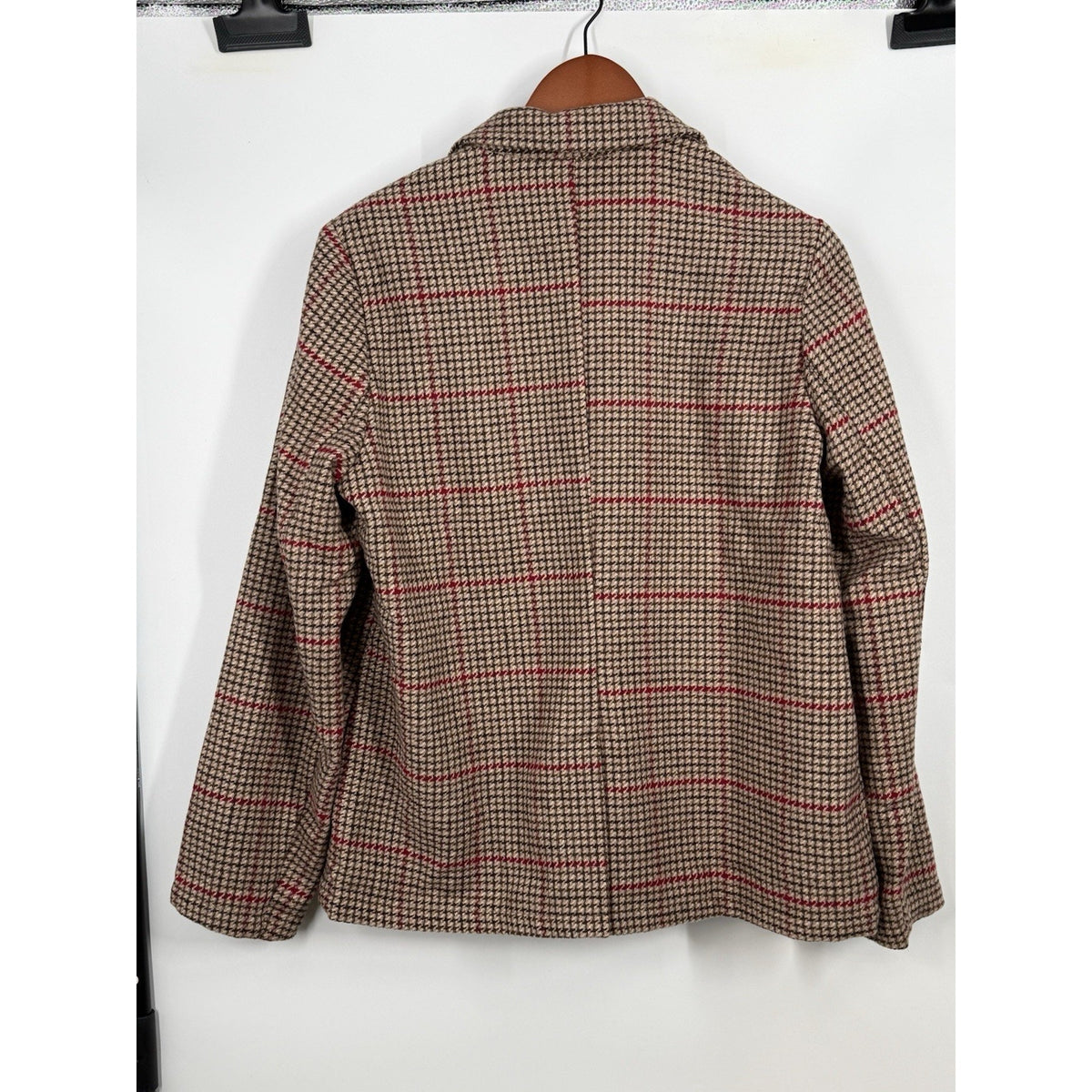 LUSH Dark, Academia Camel /Red Plaid Blazer Jacket Women Medium? One Button