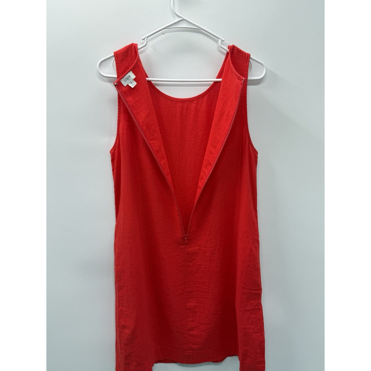 J.Crew Linen Blend Shift Dress Red Sleeveless Back Zip Size 6 Women’s Pockets