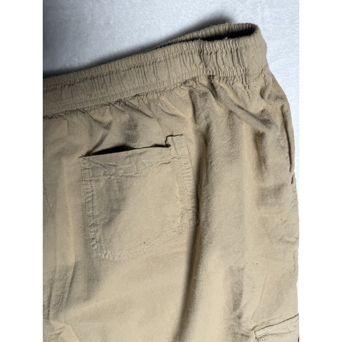 Basic Editions Womens 2X Khaki Cargo Shorts Elastic Waist Cotton Relaxed NWT