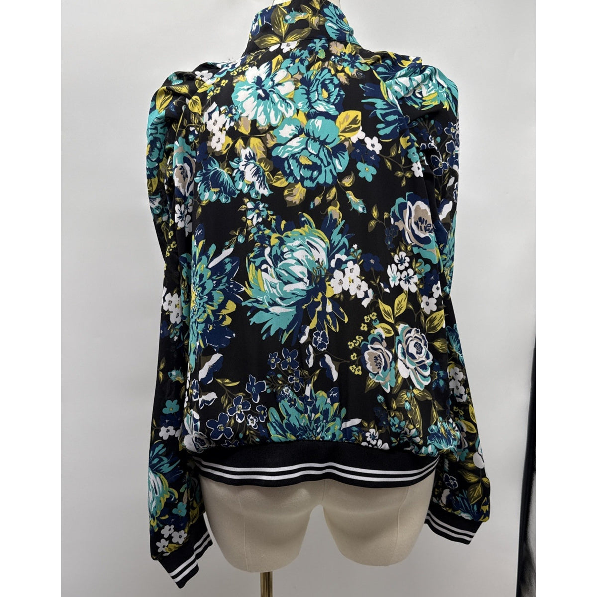 Ashley Stewart Plus Size 22/24 Floral Zip Front Bomber Jacket Mock Neck