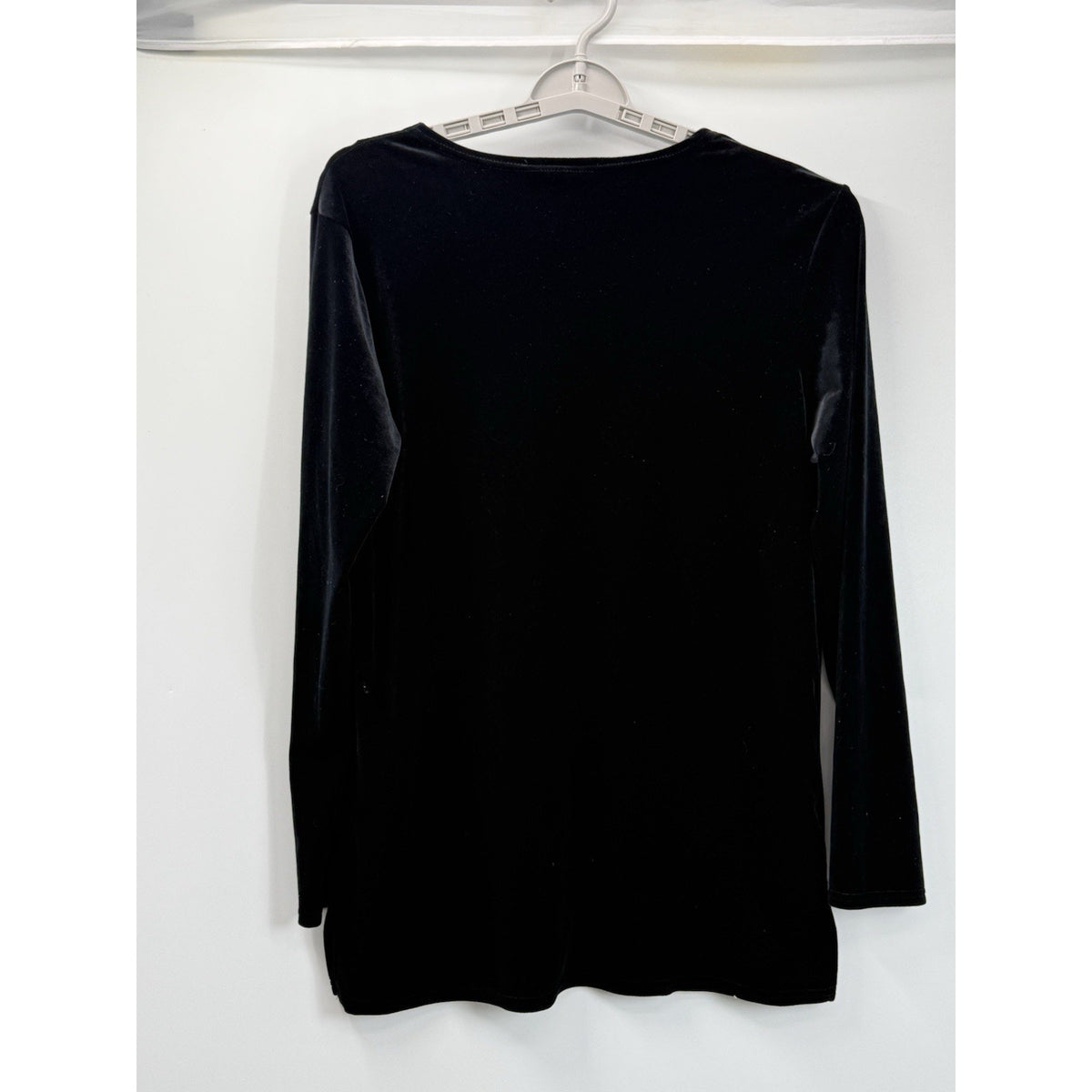 Charter Club Black Velvet Cardigan Women Size S Button Front Stretch Top