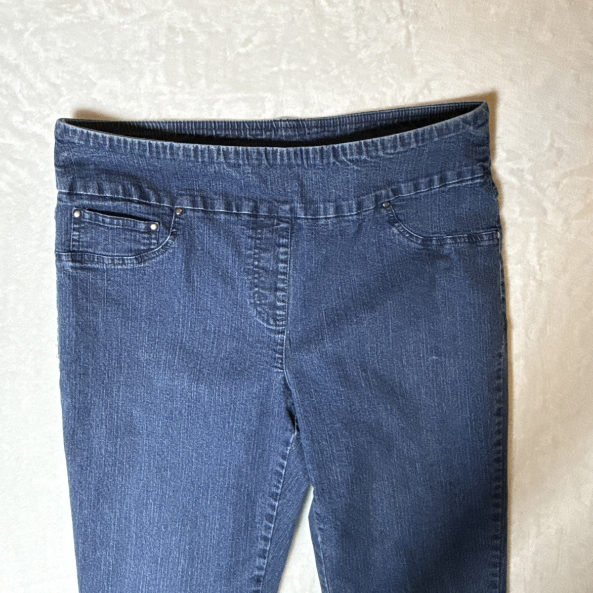 Ruby Rd. Women's 10 Jeans Blue Denim Stretch Faux Front Pockets Casual Pullon